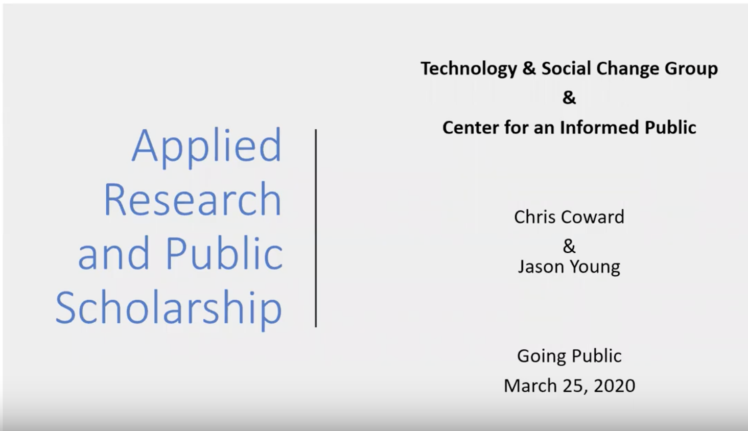 Title Slide for Applied Research and Public Scholarship