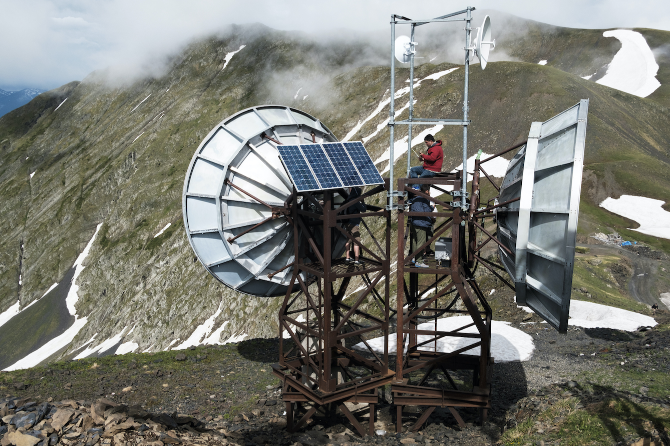 Wi-Fi hotspot in the Abano Pass in the Caucasus Mountains